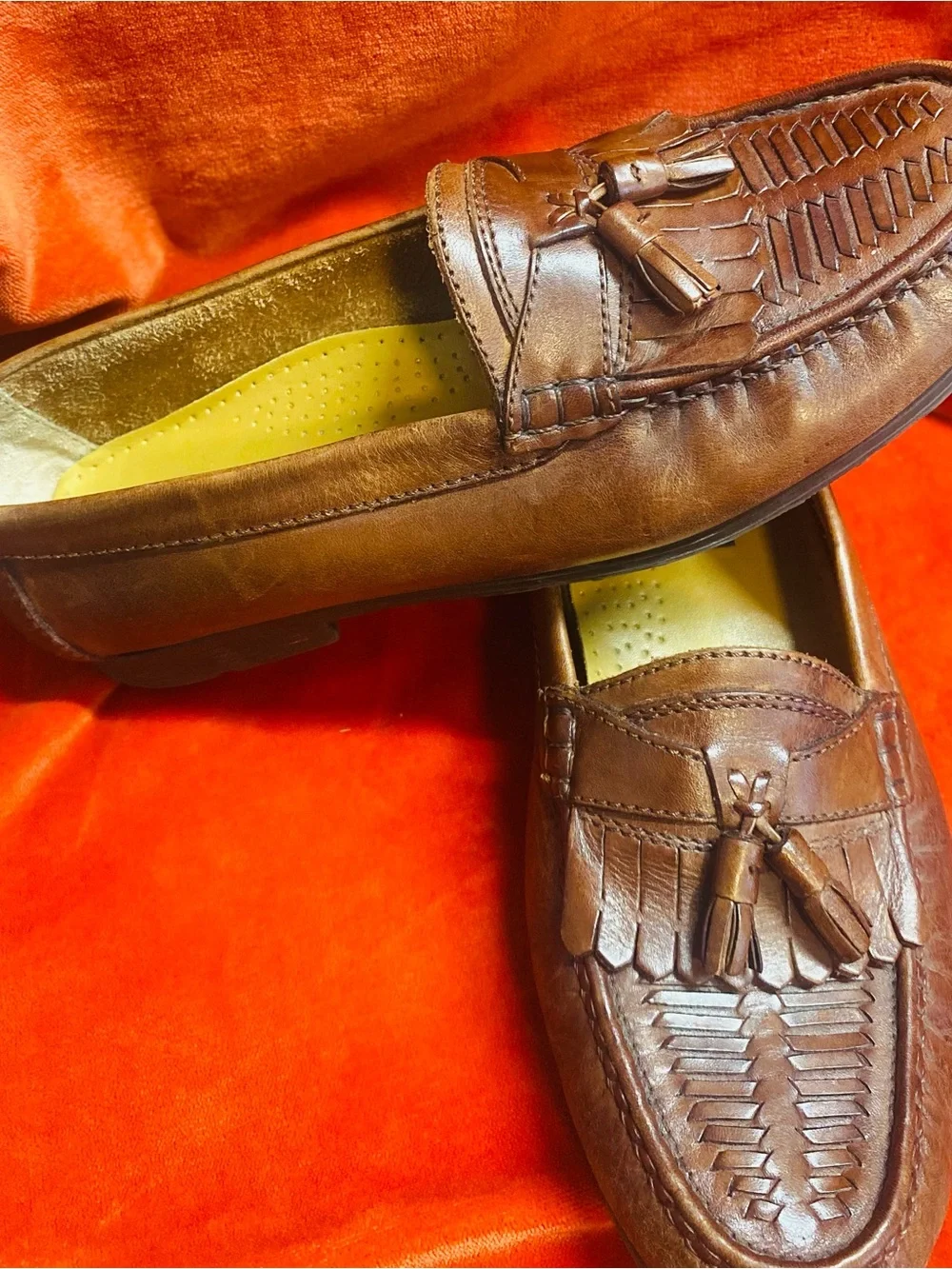 Giorgio Brutini Tan/Brown Leather Tassel Slip-On Loafers
